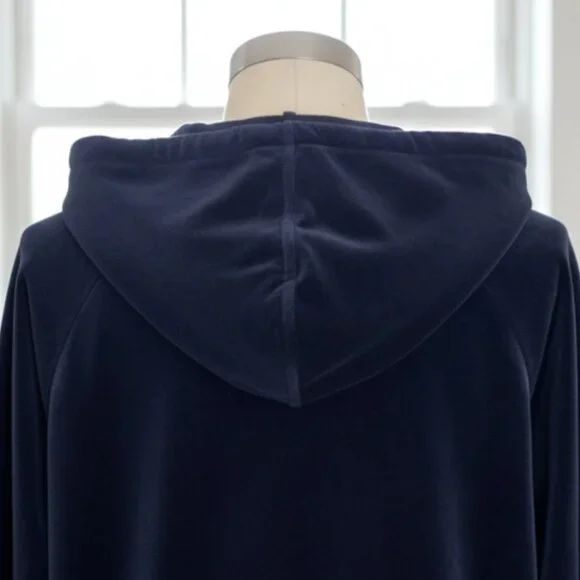 RALPH LAUREN Womens Full Zip Hoodie Track Jacket Dark Blue Velour Crest Large - Picture 4 of 9